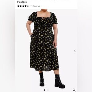 Hot Topic Yellow Sunflower Empire Midi Dress size 3